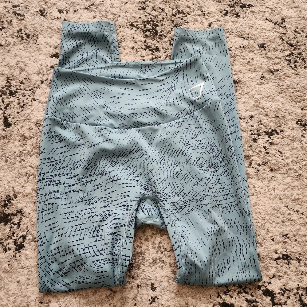 GYM SHARK Leggings Womens Size M Light Blue Navy Purple